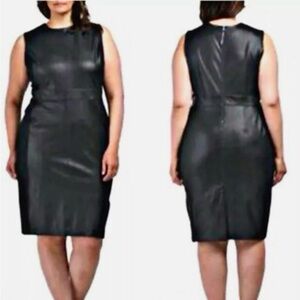 SPANX NWT Black Faux Leather Sleeveless Dress